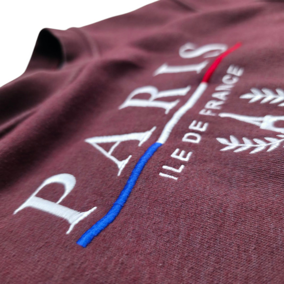 Paris Tour D'Or Ile De France Maroon Pullover Crewneck Sweatshirt Women Sz M - Picture 5 of 13